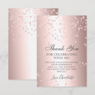 Tarjeta De Agradecimiento Rosa de oro purpurina metálico 16