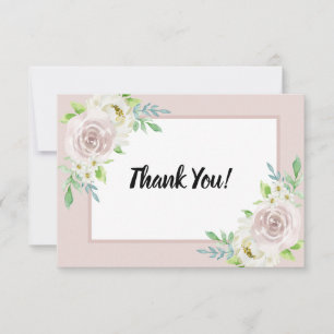 Tarjeta De Agradecimiento Rosa de Palo Rosa Suave Rosa Floral Acuarela Boda