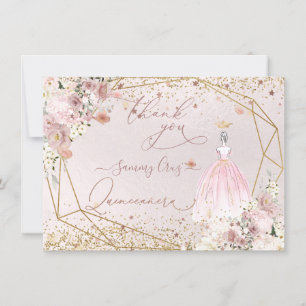 Tarjeta de agradecimiento rosa de PixDezines Quinc