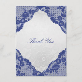 Tarjeta De Agradecimiento Rosa de plata azul de la marina gracias