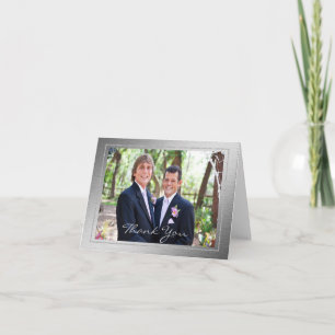 Tarjeta De Agradecimiento Rosa de Plata Foto Gay Gracias