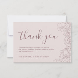 Tarjeta De Agradecimiento Rosa de polvo Mauve Boda floral