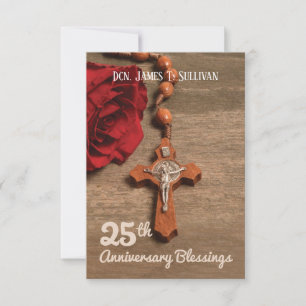 Tarjeta De Agradecimiento Rosa del 25º aniversario de la Ordenación