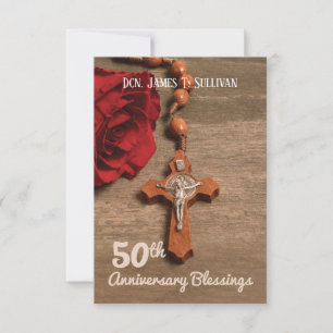Tarjeta De Agradecimiento Rosa del 50º aniversario de la Ordenación
