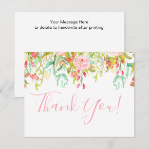 Tarjeta de agradecimiento rosa del jardín floral