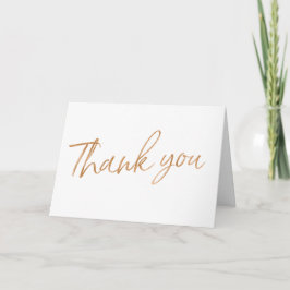 Tarjeta De Agradecimiento Rosa Dorada Bodas con Letra a Mano "Gracias"