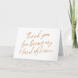 Tarjeta De Agradecimiento Rosa dorada "Gracias por ser mi dama de honor"