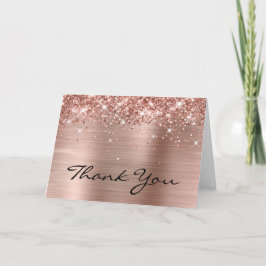 Tarjeta De Agradecimiento Rosa Dorado Brillante Elegante 60 Cumpleaños