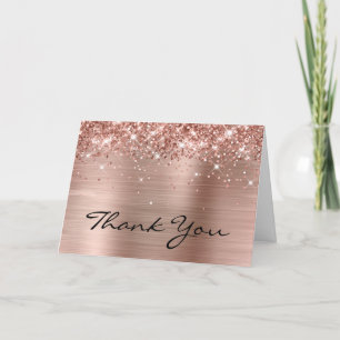 Tarjeta De Agradecimiento Rosa Dorado Brillante Elegante 60 Cumpleaños