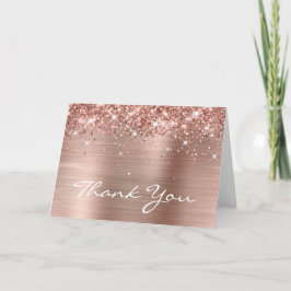Tarjeta De Agradecimiento Rosa Dorado Brillante Elegante 60 Cumpleaños