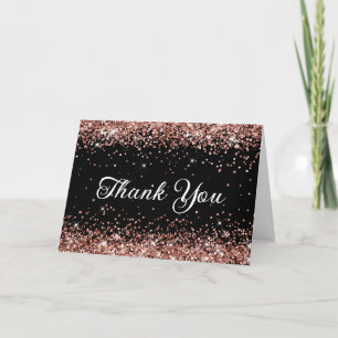 Tarjeta De Agradecimiento Rosa Dorado Brillante Negro