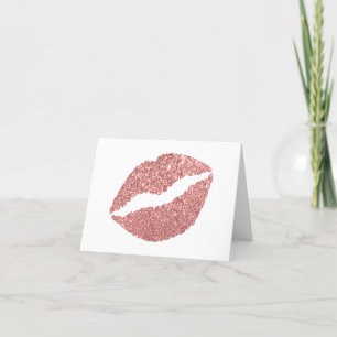 Tarjeta De Agradecimiento Rosa Dorado Falso Brillante Chispas Glitter Femeni