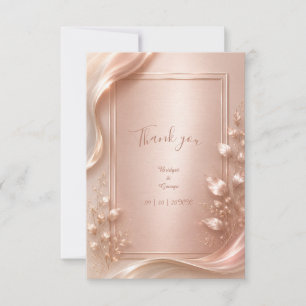 Tarjeta De Agradecimiento Rosa Dorado Floral Lujo Bodas Brillo Metálico
