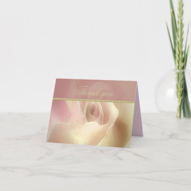 Tarjeta De Agradecimiento Rosa Dorado Gracias (Anverso)