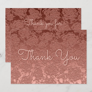 Tarjeta De Agradecimiento Rosa Dorado Hermoso Script Moderno Elegante Floral