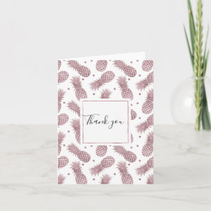 Tarjeta De Agradecimiento Rosa Dots Gold Pineapples Gracias