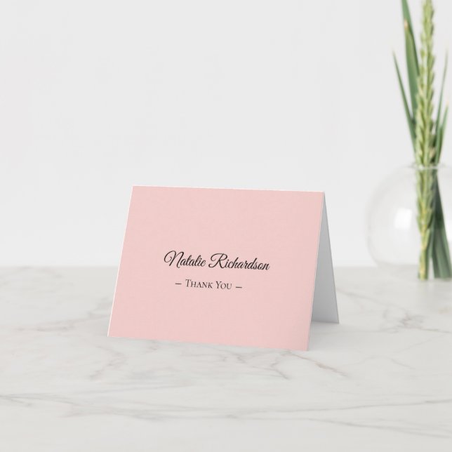 Tarjeta de agradecimiento rosa elegante (Anverso)