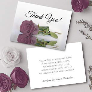 Tarjeta De Agradecimiento Rosa Elegante Polvorienta Rosa Malva Boda Simple