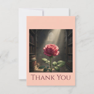 Tarjeta De Agradecimiento Rosa entre los amantes de los libros de la luz de 