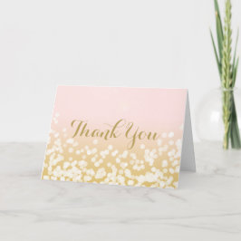 Tarjeta De Agradecimiento Rosa espumoso y oro gracias