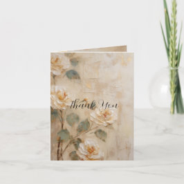 Tarjeta De Agradecimiento Rosa Floral de Melocotón Crema Gracias