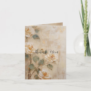 Tarjeta De Agradecimiento Rosa Floral de Melocotón Crema Gracias