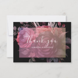 Tarjeta De Agradecimiento Rosa floral gótico oscuro Moody Boda