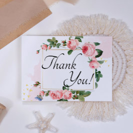 Tarjeta De Agradecimiento Rosa floral rosa sonrojado 