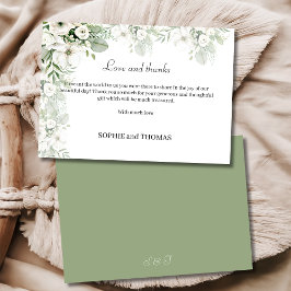 Tarjeta De Agradecimiento Rosa floral verde turbio boda acuarela