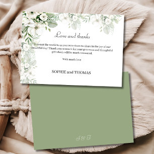Tarjeta De Agradecimiento Rosa floral verde turbio boda acuarela