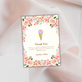 Tarjeta De Agradecimiento Rosa Flower Garden Scoop Ice Cream Baby Shower