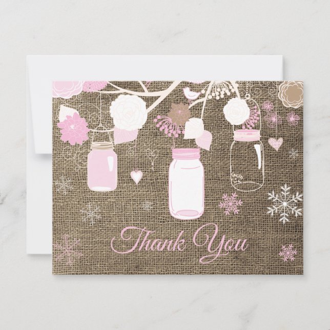 Tarjeta de agradecimiento rosa frasco de Mason cop (Anverso)