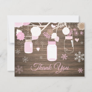 Tarjeta de agradecimiento rosa frasco de Mason cop