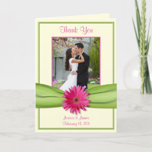Tarjeta De Agradecimiento Rosa Gerbera Daisy Verde Foto de Boda Agradecimien