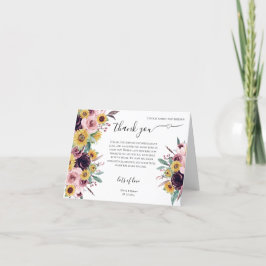 Tarjeta De Agradecimiento Rosa Girasol Rústico Borgoña Otoño Invierno Boda