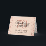 Tarjeta De Agradecimiento Rosa Gold Rubor 70th Birthday Gracias Confetti<br><div class="desc">Elegante modelo de Rosa de la Fiesta de Cumpleaños 70 Purpurina de Faux de Oro Confetti Rubor Pink. Fácil de usar y fácil de personalizar. ¡No te quedes sin el tuyo!</div>