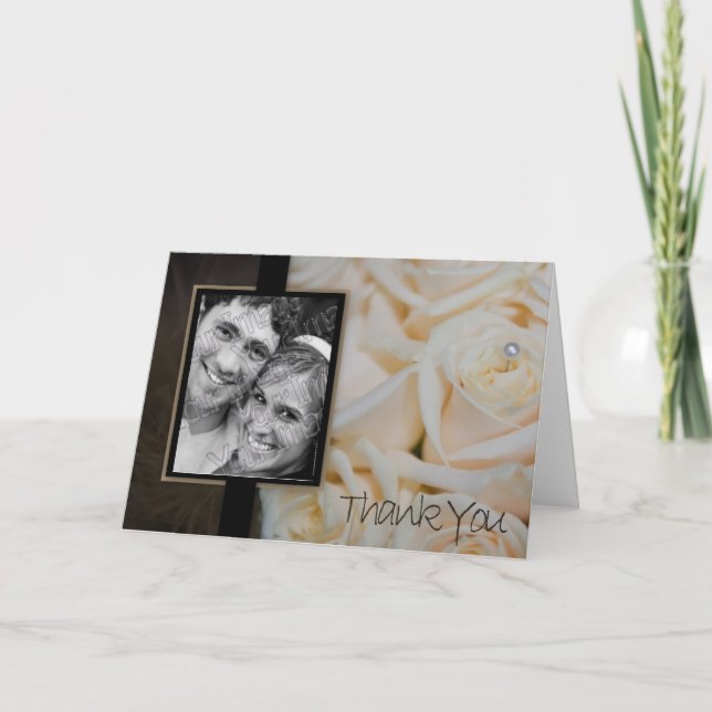 tarjeta de agradecimiento rosa marfil (Anverso)