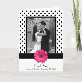 Tarjeta De Agradecimiento Rosa Margarita Negro Blanco Lunares Boda Agradecim