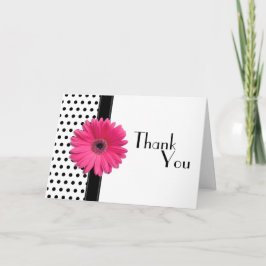 Tarjeta De Agradecimiento Rosa Margarita Negro Blanco Lunares Boda Agradecim