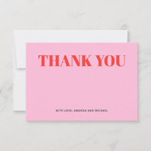 Tarjeta De Agradecimiento Rosa minimalista y rojo