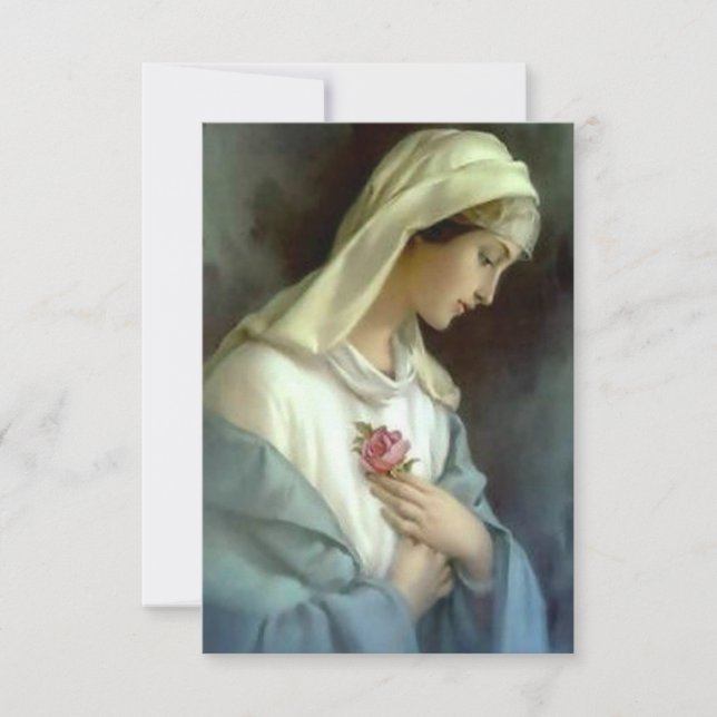 Tarjeta De Agradecimiento Rosa mística Virgin Mary Memorare Oración Santo (Anverso)
