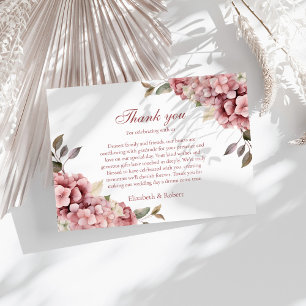 Tarjeta De Agradecimiento Rosa moderno Hidrangea Boda