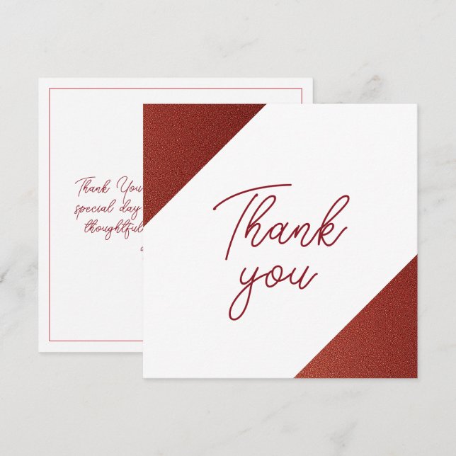 Tarjeta De Agradecimiento Rosa moderno Purpurina de cobre dorado dulce 16 cu (Anverso / Reverso)