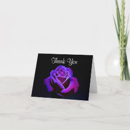 Tarjeta De Agradecimiento Rosa Morada Con Gotitas De Agua Gracias