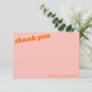 Tarjeta De Agradecimiento Rosa Naranja Moderno Retro Personalizado Graduació