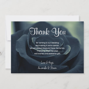 Tarjeta De Agradecimiento Rosa negro Flor oscura Boda de la vibada gótica
