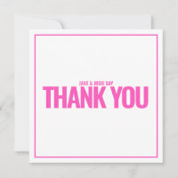 Tarjeta de agradecimiento rosa neón en negrita