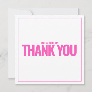 Tarjeta de agradecimiento rosa neón en negrita