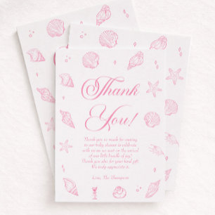 Tarjeta de agradecimiento rosa para baby shower co