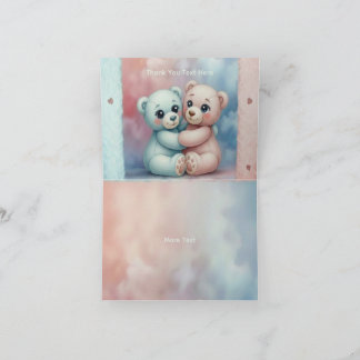 Tarjeta De Agradecimiento Rosa Pastel y Azul